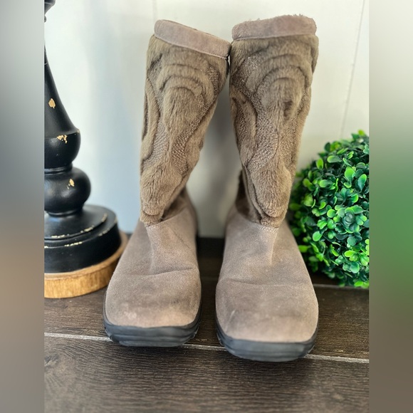 Kalso Earth Shoe Leather Faux Fur Pull On Boots Size 7B Color is Smoke HLF12 - Picture 12 of 15